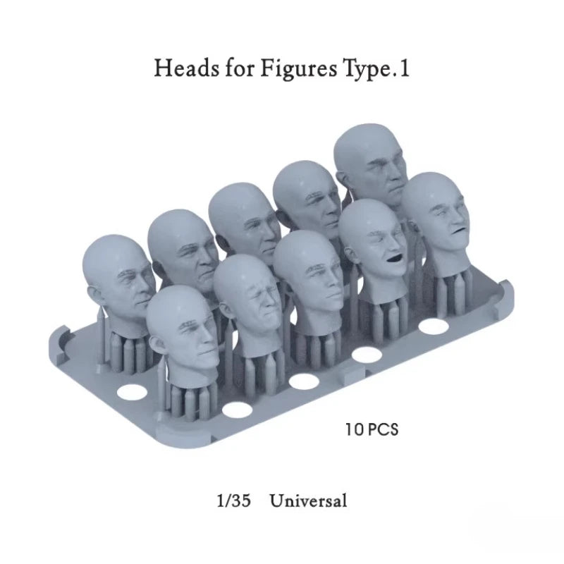 10pcs 3D-printed 1/35 Assorted Heads