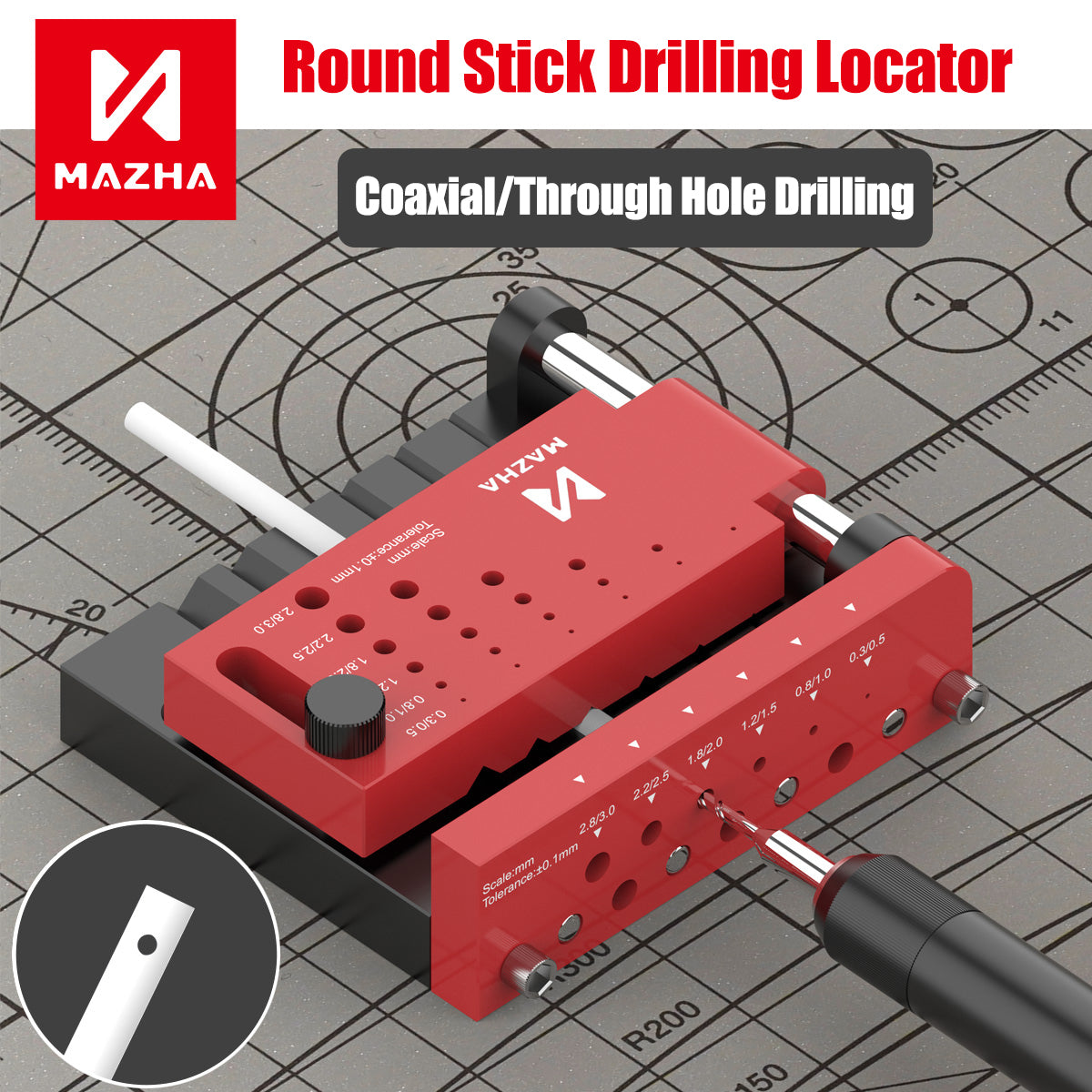 Locator For Coaxial And Through Holes Drilling (New version)