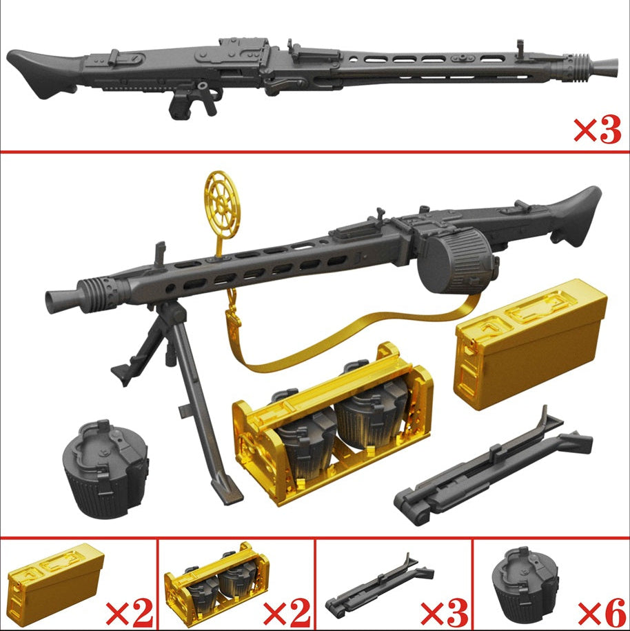 3pcs 3D-Printed 1/35 German MG-42 Machine Gun