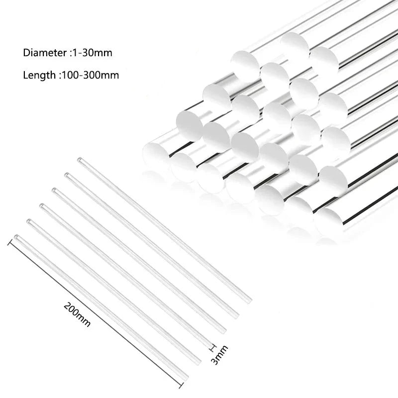 1-10pcs Round Transparent Rods (Multisize)