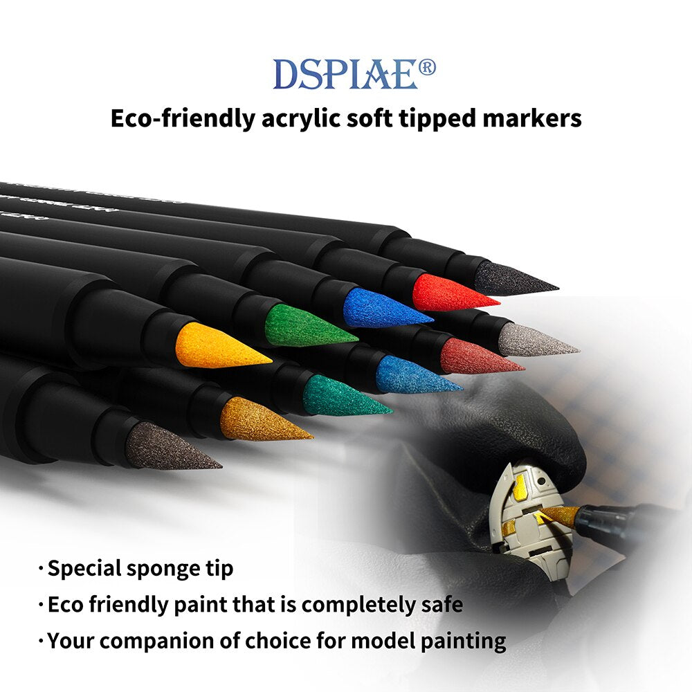 DSPIAE Eco-friendly Soft Tipped Acrylic Pens (11 Pcs)