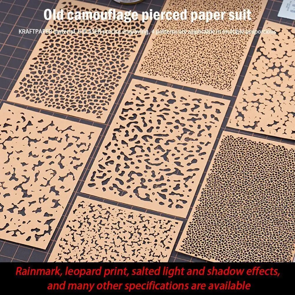4pcs Craft Paper Marbling & Weathering Stencils (8 Patterns Available)